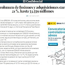 El volumen de fusiones y adquisiciones en Espaa cae un 21% hasta septiembre